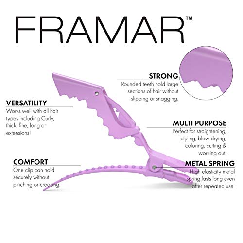 Clipes de cabelo para jacarés pastel de Framar 10 pacote - Framar Dreamweaver Destaque Conjunto de pente - Framar Pink Premium
