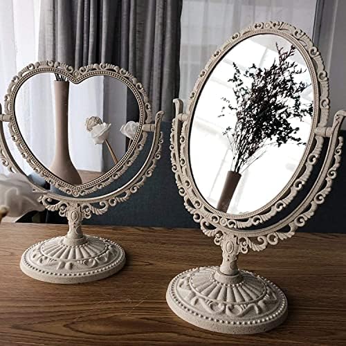 LQBYWL Mirror emoldurado, decoração da sala uni, espelho redondo, espelho de espelho de espelho de coração vintage espelho de mesa