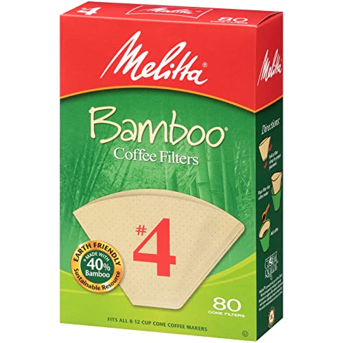 Melitta Bamboo 4 Cone Coffee Filters, branco, 80 contagem