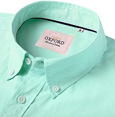 Alimens e gentil manga curta masculina Camisa Oxford Fit Button Camisetas de colarinho com bolso