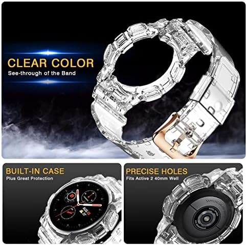 Skm tpu watchband +estojo para samsung galaxy ativo 2 40mm tiras esportivas transparentes capa completa correia assista ativo