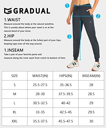 G Gradual Women's Joggers Calça com bolsos com zíper cônico Running Running Sweats For Women Lounge, jogging