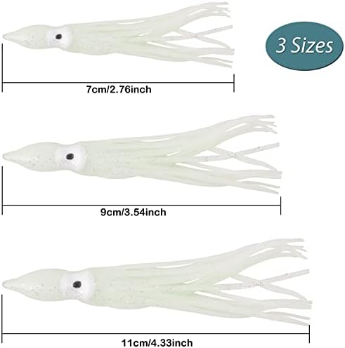 Saias de lula macia Lures de pesca de polvo de plástico HOOCHIE TROLING BAIT LARE LURE SALTWWater Multicolor 2.75in 3.54in 4.33in