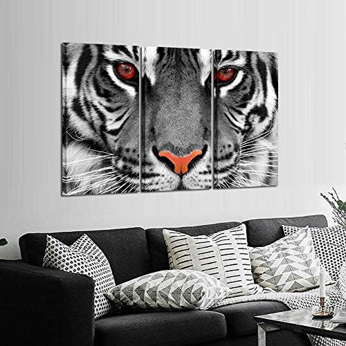 KRATIVIVE ARTS LARGE 3 peças impressões de lona Arte da parede Poster de tigre de olhos vermelhos impressos em tela