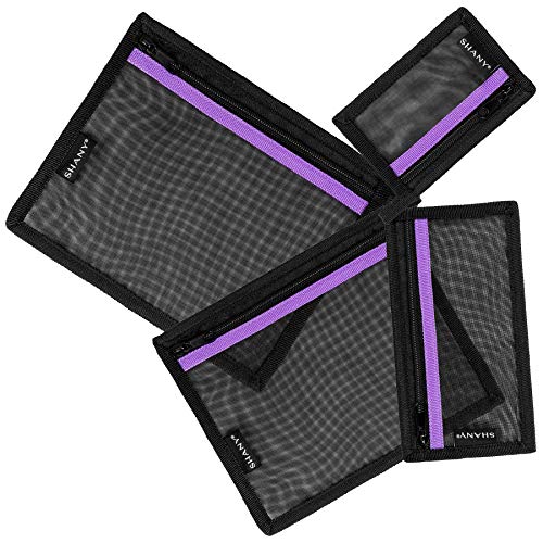 Shany 4-in-1 Mesh Viagem de higiene pessoal e maquiagem Conjunto de bolsas-tamanhos variados organizadores de cosméticos com