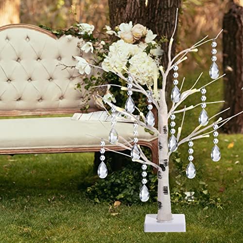 Jexine 13 PCs de decoração de árvore de bétula de casamento, incluindo 1,5 pés de mesa de bétula artificial com 18 luzes LED, 12 peças