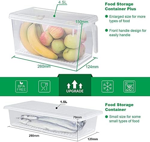 Recipientes de armazenamento de alimentos mais suporte de ovo para geladeira - conjunto de 6