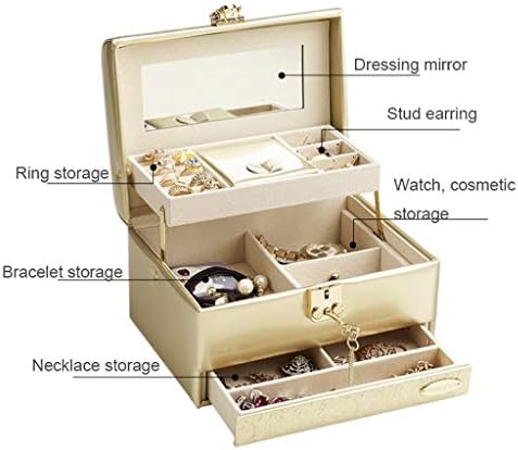 Caixa de jóias trancadas da caixa de joias Ataay Caixa de armazenamento, brincos da caixa de jóias Brincos de joalheria de joalheria,