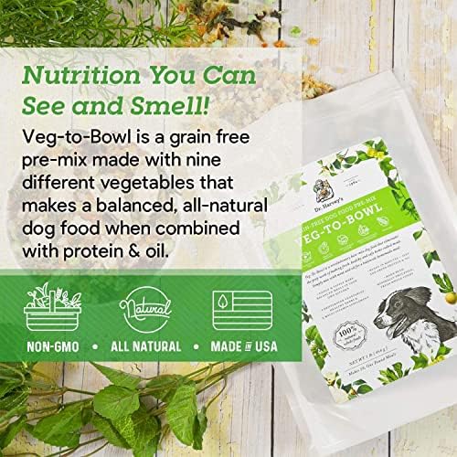 Dr. Harvey's Veg-to-Bowl Dog Food, Base desidratada de grau humano Mix para cães, mistura holística livre de grãos,