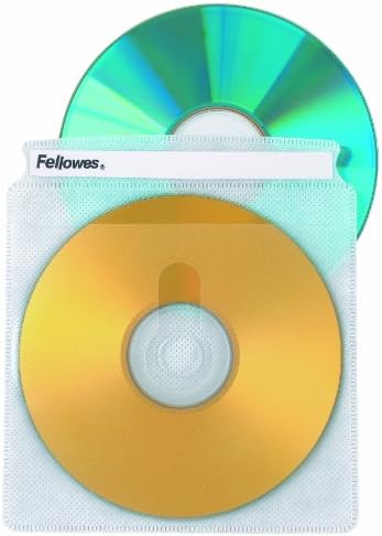 Fellowes CD Mangas 100 CD Capacidade de vinil transparente de vinil duplo-50-pacote branco