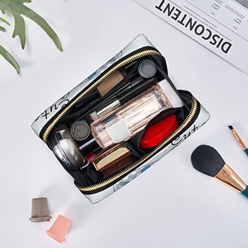 Psvod Bolsa cosmética de couro gnomo fofa, bolsa cosmética de zíper de viagem, bolsa de cosméticos portáteis para mulheres