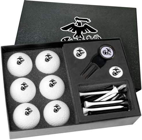 Golfballs.com Classic US Marine Corps Meia dúzia de presentes com ferramenta de Divot - bolas em branco