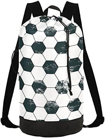 Bolsa de lavanderia hexagon com textura de futebol com alças de ombro de lavanderia Backpack Bolsa Fechamento de Custring