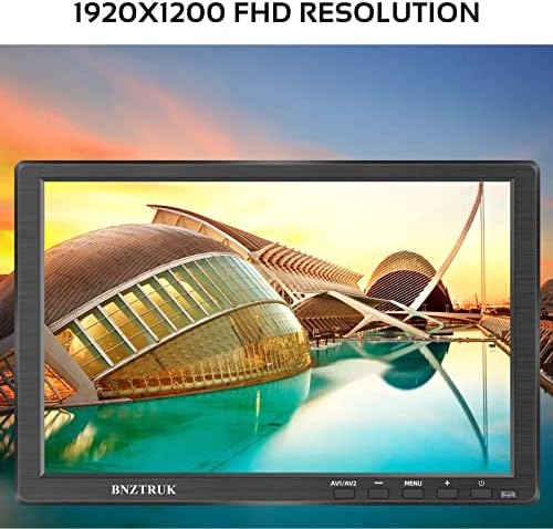 BNZTRUK 10,1 polegadas Small HDMI Monitor Full HD 1920x1200 IPS Exibir Externer portátil com porta HDMI VGA BNC AV e USB Audio