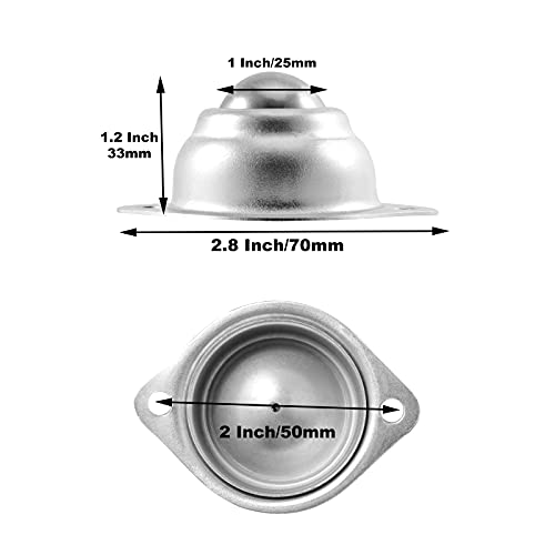 Sheutsan 12 PCs 1 polegada Rolamento de transferência de bola de rolo de prata, parafuso de aço carbono montado na
