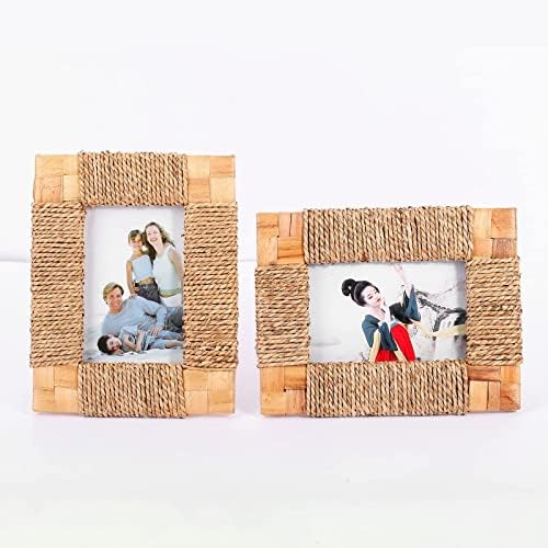 2 pacote, moldura de quadro 4x6, foto de exibição, madeira quadrada de vidro real
