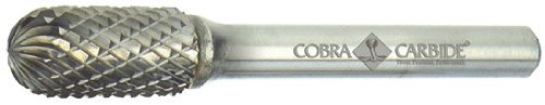 Cobra Carbide 10395 Micro grão de grão sólido rebarbador cilíndrico com extremidade do raio, corte único, forma C SC-42, diâmetro