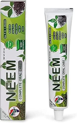 Pacote de 6 - Neem orgânico 10 em 1 pasta de dente sem flúor - nim, cravo, semente preta, cardamão, aloe vera, óleo da árvore do chá,