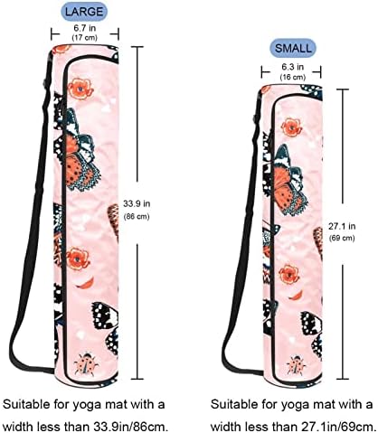 Bolsa de transportadora de tapete de ioga rosa com borboleta com alça de ombro de ioga bolsa de ginástica bolsa de praia