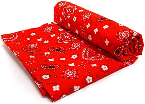 Shason Têxtil 45 Poly Cotton Bandana Print Precut Fabric, vermelho