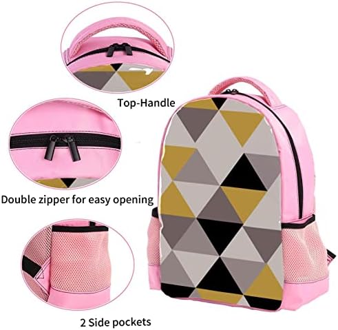 Mochila VBFOFBV para mulheres Backpack Backpack Backpack Bolsa Casual, Triângulo Padrão Geométrico Cinza