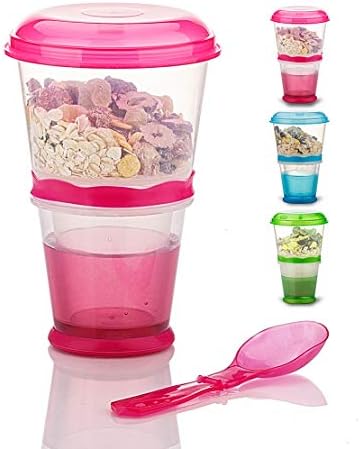 Utowo Cereal On the Go Cups Viagem para ir para alimentos-alimentos armazenados com colher de café da manhã Cups-portable