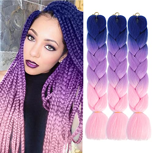 Afnote ombre Braiding rosa Extensões de cabelo 24 polegadas 3 pacotes