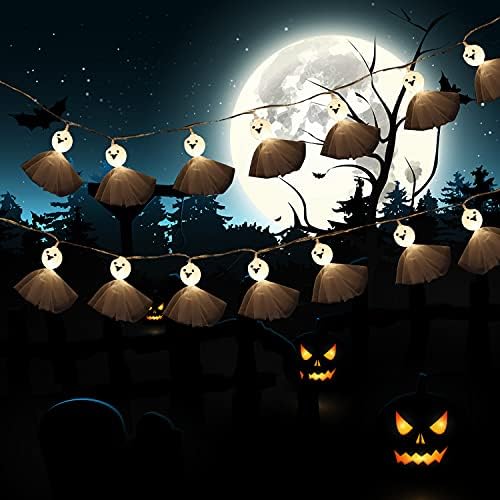 Kimober 20 LEDs Halloween Fantasmas de cordas, decoração de iluminação alimentada por bateria para festa interna ao ar livre de Halloween