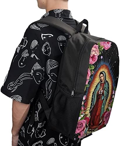 Waygotee Nossa Senhora de Guadalupe Virgin Mary 3D Backpacks Backpacks Bookbag Laptop Bag Unisex para presentes para adultos 17 polegadas