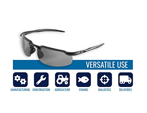 Segurança Bullhead Eyewear Swordfish Transição de óculos de segurança com lentes anti de neblina polarizadas, ANSI Z87+, quadro preto