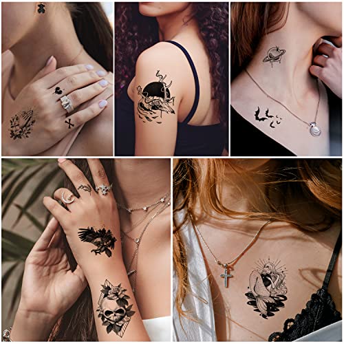 Cerlaza 79 folhas de tatuagens temporárias duradouras para mulheres, tatuagens falsas de tatuagens falsas realistas temporárias,