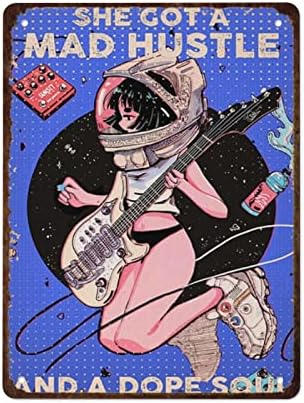 Metal Tin Signs Música de astronauta vintage Ela ficou louca e uma música de música vintage de música vintage Música Vintage Astronaut