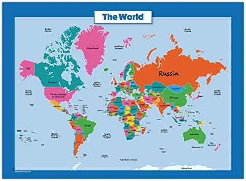 3 pacote - EUA e mapa do mundo para crianças + números 1-100 Conjunto de pôsteres