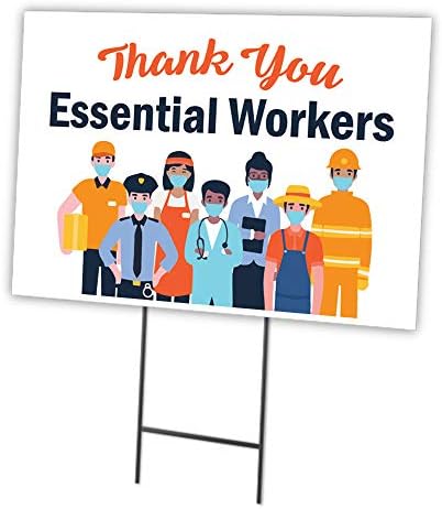 Assinatura Agradeço trabalhadores essenciais 18 x 24 PARTILHO E APRETA | Proteja seu negócio, município, casa e colegas | Feito