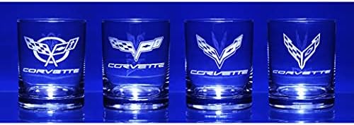 C5-C8 Corvette Glassware Gravado Gerações: 13,5 oz. Bebida curta de copos de vidro de bebida