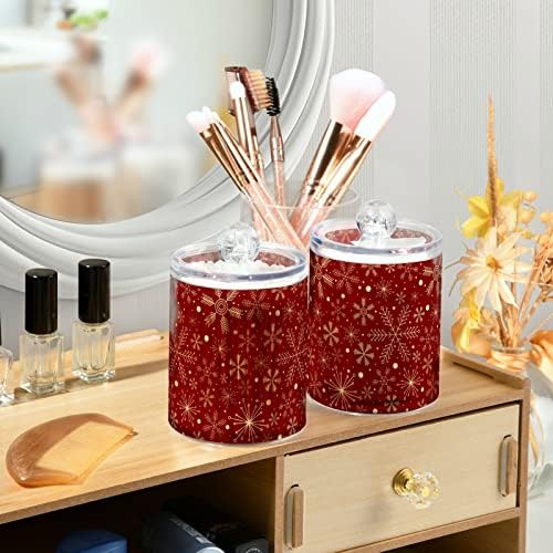 Alaza 4 Pack Qtip Dispenser Dispenser Gold Snowflakes em um fundo de fundo de fundo de banheiro para banheiros para bolas de