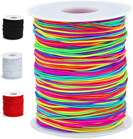 Qbjayty elástica corda para contas de pônei para crianças, corda de cordão elástico de 1 mm de arco -íris para fabricação