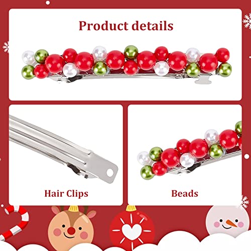 Frebloss 4 Set Diy Christmas Hair Clips Kit Colorido de pérola Barretas Fazendo Kit Stars de Natal e Pom Poms Acessórios de