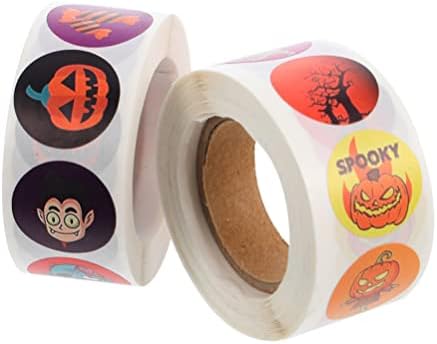 Sewroro Tags de presente 2 rolos adesivos de rolo de halloween 500pcs/ roll spider spider morcento stardar sticky sticky adesivos