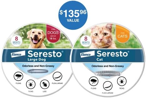 Seresto Grande Dog for Dogs com mais de 18 libras. & Seresto for Cats Vet-Recompromed Flea & Tick Treatment & Prevention