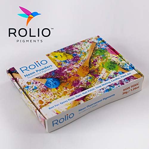 Rolio - Pó fluorescente - 12 Jarros de pigmento 3g para tinta, corante, fabricação de sabão, esmalte, resina epóxi, fabricação