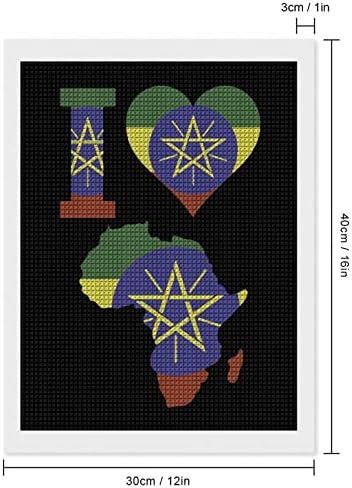 Eu amo a Etiópia Flag Africa decorativa Kits de pintura de diamante engraçado 5D DIY DILO Full Diamond Pointões Decoração de casa