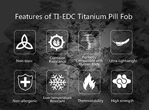 Ti-EDC Mini Pill Fob Titanium Bullet Design Pill Pill Suport para colar Charm Charm Pingler Pingler Ultra-Lightweight 0,2oz à prova