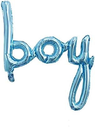 Zittop Baby Blue “Boy” Script Foil Balloon - 24 ”Cartas de uma peça Balão para o chá de bebê de menino, revelação