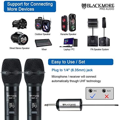 Blackmore Pro Audio BMP-12 Sistema de microfone sem fio dual sem fio