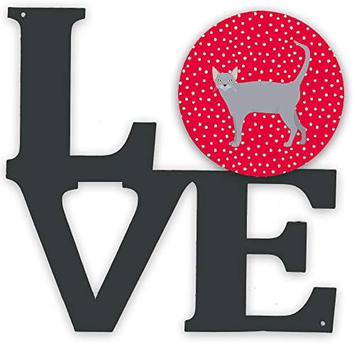 Tesouros de Caroline CK5689WALV AZUL russo 1 Cat Love Metal Wall Artwork Love, Red,