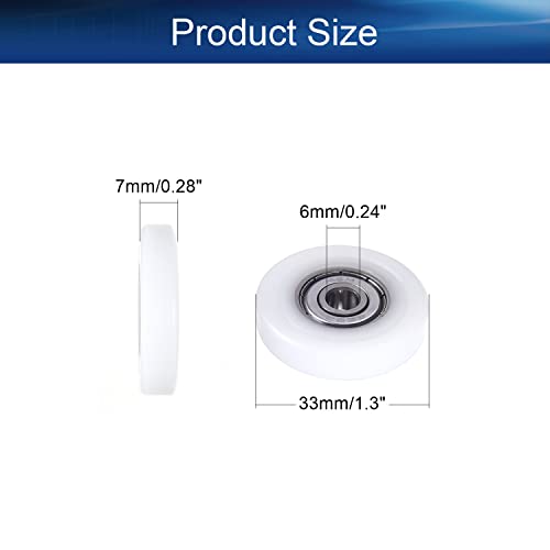 Heyiarbeit 4pcs 6 x 33 x 7mm Rollo de rolamento Rololing Polia deslizante Roda de nylon para móveis, acessórios de hardware, porta