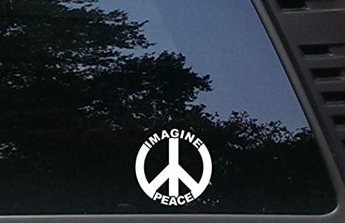 High viz Inc Imagine Peace W Peace Sign - 3 3/4 x 3 3/4 Decalque de vinil cortado para carros, caminhões, janelas, barcos, caixas