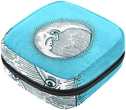 Bolsa de maquiagem azul de símbolo da geometria, bolsa de cosméticos, bolsa de higiene pessoal portátil para mulheres e