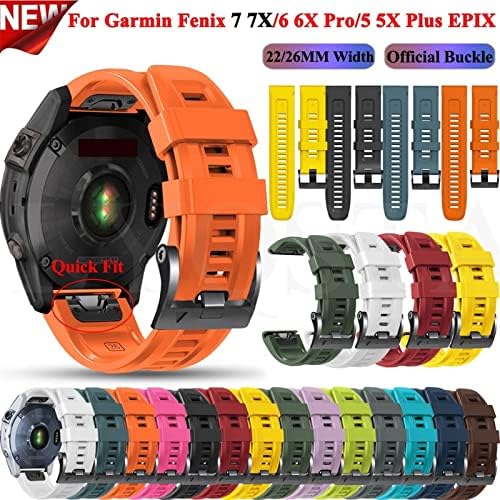 TTUCFA 26 mm Silicone Relógio rápido de silicone Strap para Garmin Fenix ​​7x 7 6 6x Pro 5x 5Plus 3HR SmartWatch EasyFit